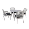 CENTRAL Set Τραπεζαρία Κήπου ALU & Rope Grey-Μαξιλ.Ανθρακί: Τραπέζι Φ100cm + 4 Πολυθρόνες