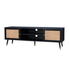 VIENNA TV STAND ΜΑΥΡΟ ΜΕ RATTAN 150x39x49