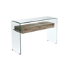 GLASSER Wood Κονσόλα Γυαλί Clear 12mm - Ράφι με Συρτάρι Απόχρωση Δρυς