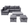 BALI Set Μέταλλο - Wicker: Τραπέζι+ 2θ Καναπέ+ 2 Σκαμπό+ 2 καθίσματα, Απόχρωση Γκρι