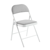 BRENDA Καρέκλα Πτυσσόμενη, Μέταλλο Βαφή Άσπρο, Ύφασμα Γκρι