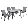 RIO Set Τραπεζαρία Κήπου Μέταλλο Βαφή Μαύρο, Textilene Γκρι: Τραπέζι + 4 Πολυθρόνες