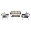TORO Set Σαλόνι Κήπου 4τεμ, Alu Άσπρο, Rope Wicker Ανθρακί , Polywood Φυσικό, Μαξ.Εκρού