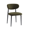 POINT Καρέκλα Τραπεζαρίας Μέταλλο Βαφή Μαύρο, Teddy Ύφασμα Olive Green