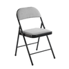 BRENDA Καρέκλα Πτυσσόμενη, Μέταλλο Βαφή Μαύρο, Ύφασμα Γκρι