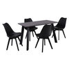 MARTIN Set Τραπεζαρία: Τραπέζι + 4 Καρέκλες, MDF Grey Walnut, Μέταλλο-Ξύλο-PP και PU Μαύρο