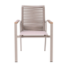 SIERRA Πολυθρόνα Dining Στοιβαζόμενη Αλουμινίου, Μπεζ Padded Textilene & Flat Rope