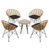 SALSA Coral Coffee Set Κήπου Μέταλλο Μαύρο - Γυαλί - Wicker Φυσικό: Τραπεζάκι+4 Πολυθρόνες