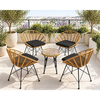 SALSA Coral Coffee Set Κήπου Μέταλλο Μαύρο - Γυαλί - Wicker Φυσικό: Τραπεζάκι+4 Πολυθρόνες