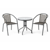 MIKA Set Κήπου - Βεράντας: Τραπέζι + 2 Πολυθρόνες Μέταλλο Βαφή Ανθρακί, PE Rattan Γκρι
