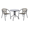 PATTY Set Κήπου - Βεράντας: Τραπέζι + 2 Πολυθρόνες Μέταλλο Βαφή Ανθρακί, PE Rattan Γκρι