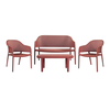 MALAGA Set Σαλόνι Κήπου PP-UV Bordeaux: Καναπές + 2 Πολυθρόνες + Τραπεζάκι