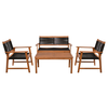 SPRING Set Σαλόνι Κήπου Ακακία Φυσικό, Wicker Μαύρο: Τραπέζι + Καναπέ 2Θέσιο + 2 Πολυθρόνες