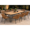DENVER-DINA Set Τραπεζαρία: 8 Πολυθρόνες + Τραπέζι, Alu Γκρι Polywood & Rope Wicker Φυσικό