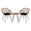 SALSA Set Κήπου: Τραπέζι + 2 Πολυθρόνες Μέταλλο Μαύρο, Wicker Φυσικό, Μαξιλάρι Μαύρο