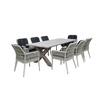 ALLEY Set Τραπεζαρία Κήπου ALU & Rope Grey-Μαξιλ.Ανθρακί: Τραπέζι 220x94 + 8 Πολυθρόνες