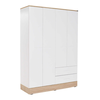 Ντουλάπα ρούχων Base τετράφυλλη με συρτάρια χρώμα λευκό - sonoma 137x52x198εκ.