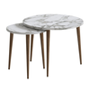 Τραπεζάκι σαλονιού σετ 2 τμχ Nola χρώμα λευκό εφέ μαρμάρου Ø60x46εκ.