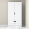 Ντουλάπα ρούχων Victoria δίφυλλη με συρτάρια χρώμα λευκό 100x60x181εκ.