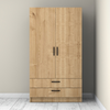 Ντουλάπα ρούχων Victoria δίφυλλη με συρτάρια χρώμα φυσικό οξιάς 100x60x181εκ.