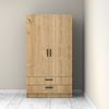 Ντουλάπα ρούχων Victoria δίφυλλη με συρτάρια χρώμα φυσικό οξιάς 100x60x181εκ.