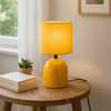 Φωτιστικό επιτραπέζιο Nehora E27 μεταλλικό - ύφασμα Pvc χρώμα κίτρινο Ø15x30εκ.