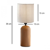 Φωτιστικό επιτραπέζιο Cora E14 ξύλινο - ύφασμα Pvc χρώμα φυσικό - κρεμ Ø15x35εκ.