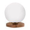 Φωτιστικό επιτραπέζιο Onda E27 ξύλινο -  γυάλινο χρώμα φυσικό - λευκό Ø15x22εκ.