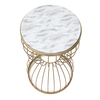 Βοηθητικό τραπεζάκι Pino μεταλλικό - Mdf χρώμα χρυσό - λευκό εφέ μαρμάρου 35x35x58εκ.