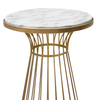 Βοηθητικό τραπεζάκι Tekosi μεταλλικό - Mdf χρώμα χρυσό - λευκό εφέ μαρμάρου 35x35x58εκ.