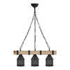 Φωτιστικό οροφής Elora E27 ξύλινο - μεταλλικό τρίφωτο χρώμα φυσικό - μαύρο 50x13x75εκ.