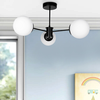 Φωτιστικό οροφής Fune E27 μεταλλικό - γυάλινο τρίφωτο χρώμα μαύρο - λευκό Ø60x30εκ.