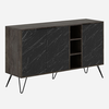 Μπουφές Clara χρώμα dark coffee - μαύρο εφέ μαρμάρου 142x35,6x83εκ.