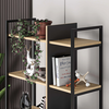 Βιβλιοθήκη Detroit χρώμα sapphire oak - silky black 87,5x35,2x175εκ.