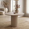 Τραπέζι Hazar Mdf χρώμα travertine - sandstone Ø100,5x76εκ.