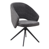 Πολυθρόνα τραπεζαρίας Milano περιστρεφόμενη χρώμα ανθρακί ύφασμα - μεταλλικό μαύρο πόδι 64x64x83εκ.