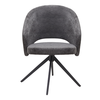 Πολυθρόνα τραπεζαρίας Milano περιστρεφόμενη χρώμα ανθρακί ύφασμα - μεταλλικό μαύρο πόδι 64x64x83εκ.