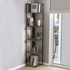 Βιβλιοθήκη γωνιακή Lidia χρώμα μαύρο - καπνιστή καρυδιά 33,5x33,5x180εκ.