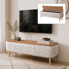 Έπιπλο τηλεόρασης Luno ύφασμα teddy χρώμα λευκό - pine oak 120x30x45εκ.