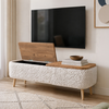Έπιπλο τηλεόρασης Luno ύφασμα teddy χρώμα λευκό - pine oak 120x30x45εκ.