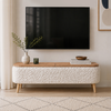 Έπιπλο τηλεόρασης Luno ύφασμα teddy χρώμα λευκό - pine oak 120x30x45εκ.