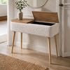 Luno console teddy fabric white - pine oak 90x30x90 cm