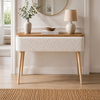 Luno console teddy fabric white - pine oak 90x30x90 cm