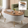 Luno living room coffee table teddy fabric white - pine oak 90x60x45 cm
