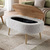 Luno living room coffee table teddy fabric white - pine oak 90x60x45 cm