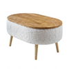 Luno living room coffee table teddy fabric white - pine oak 90x60x45 cm