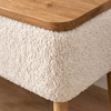 Κομοδίνο Nivo ύφασμα teddy χρώμα λευκό - pine oak 45x35x45εκ.