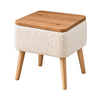 Κομοδίνο Nivo ύφασμα teddy χρώμα λευκό - pine oak 45x35x45εκ.
