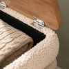 Κομοδίνο Nivo ύφασμα teddy χρώμα λευκό - pine oak 50x45x45εκ.