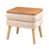 Κομοδίνο Nivo ύφασμα teddy χρώμα λευκό - pine oak 50x45x45εκ.